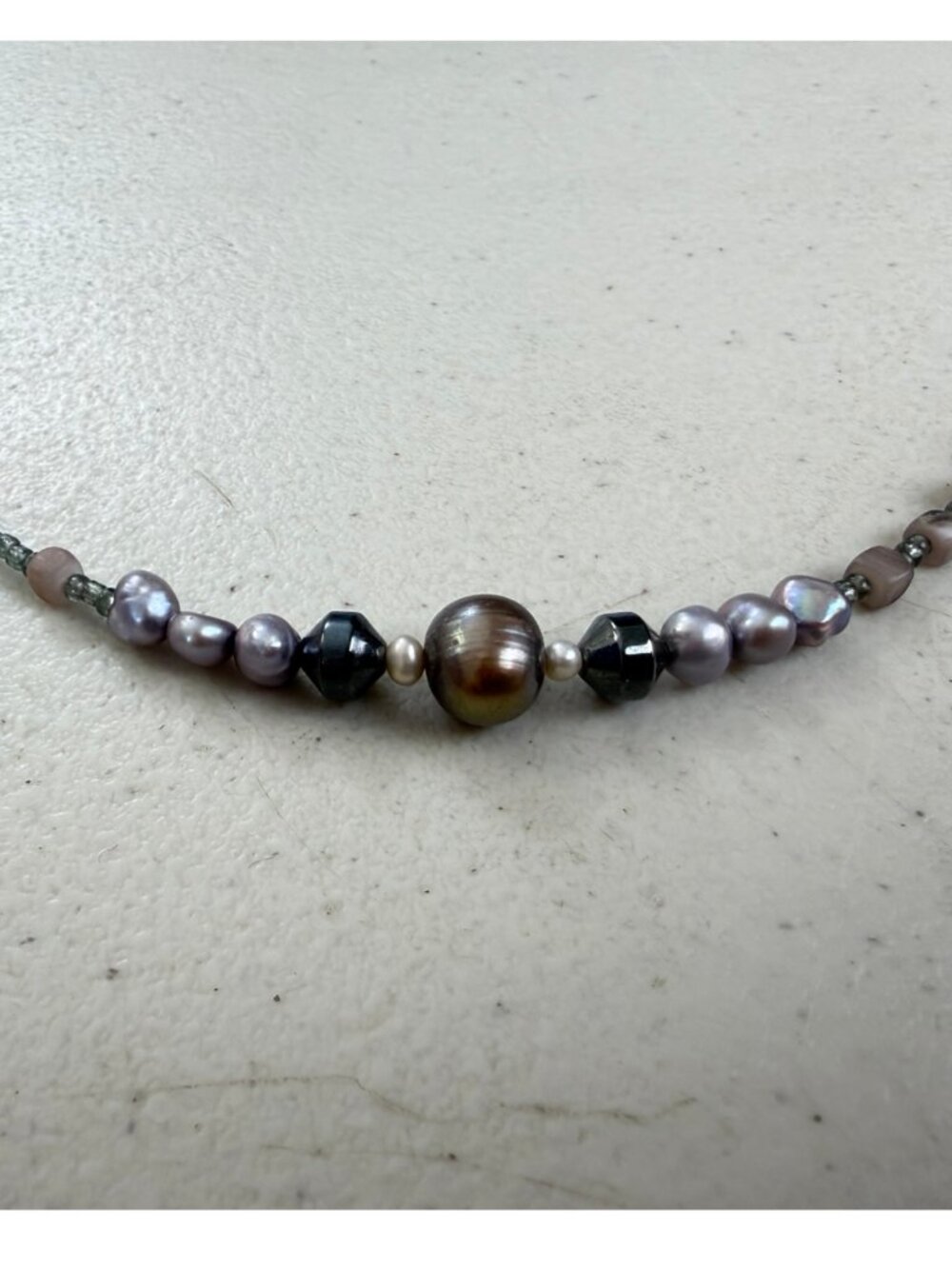 SILPADA N1784 VINTAGE STERLING 925 FRESHWATER PEARL HEMATITE TOGGLE NECKLACE - Picture 3 of 7